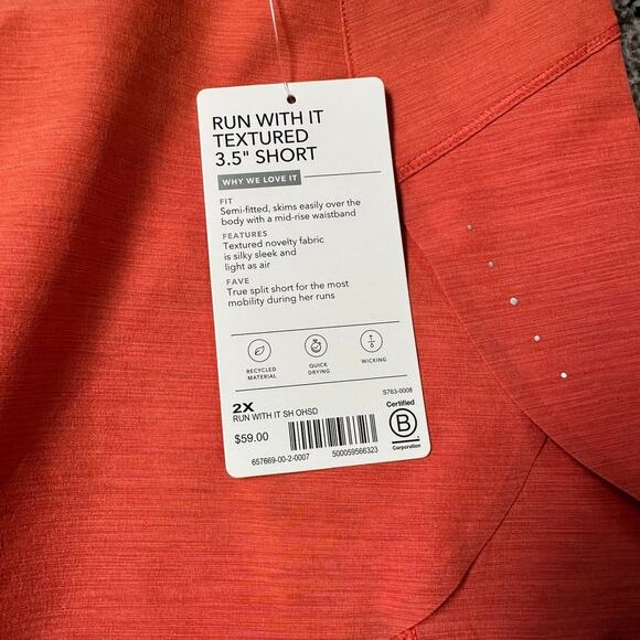 2 Pairs ATHLETA Run With It 3.5” Shorts Size 2X Textured Coral and Gray NWT - Picture 9 of 11